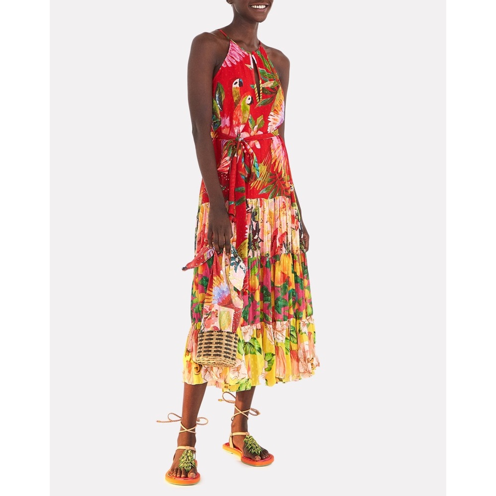 Farm Rio Macaw Tiered Midi Dress